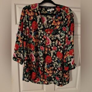 Rose & Olive Vibrant Floral Blouse